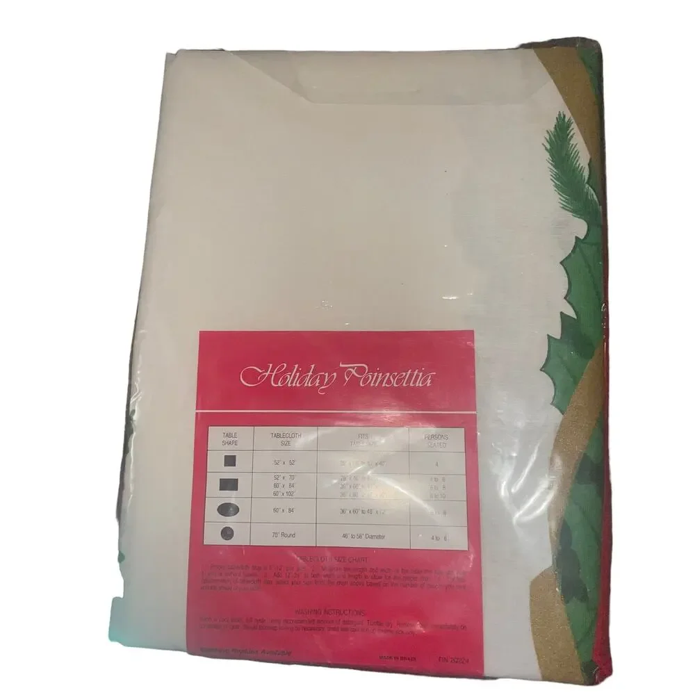 Vintage Christmas Table Cloth 60 x 84 New Old Stock in Original Packaging